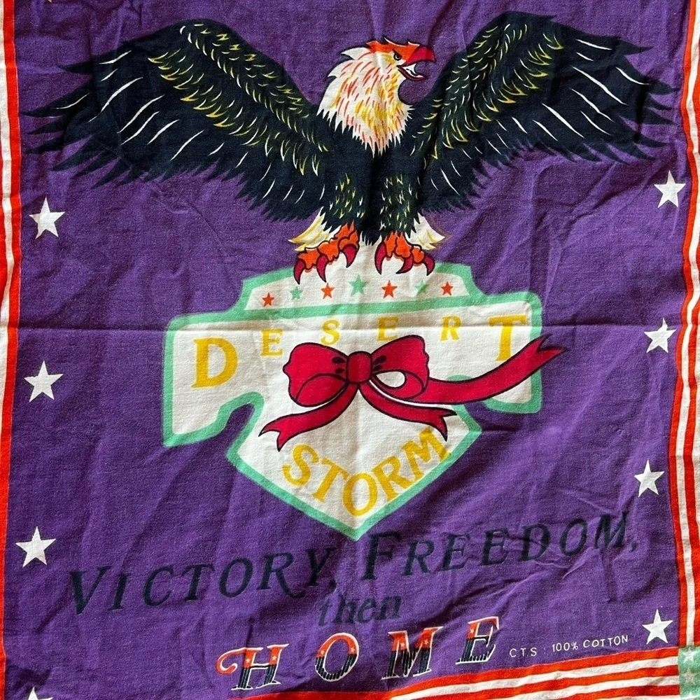 Vintage Desert Storm Eagle Bandana – 100% Cotton Patriotic Stars & Stripes Scarf